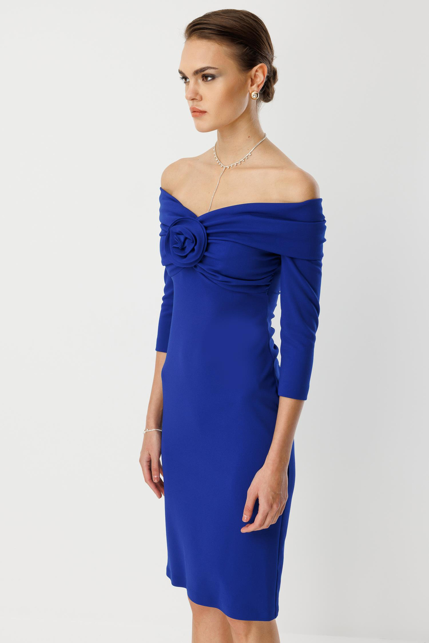 Yaka Gül Detaylı Elbise SAKS