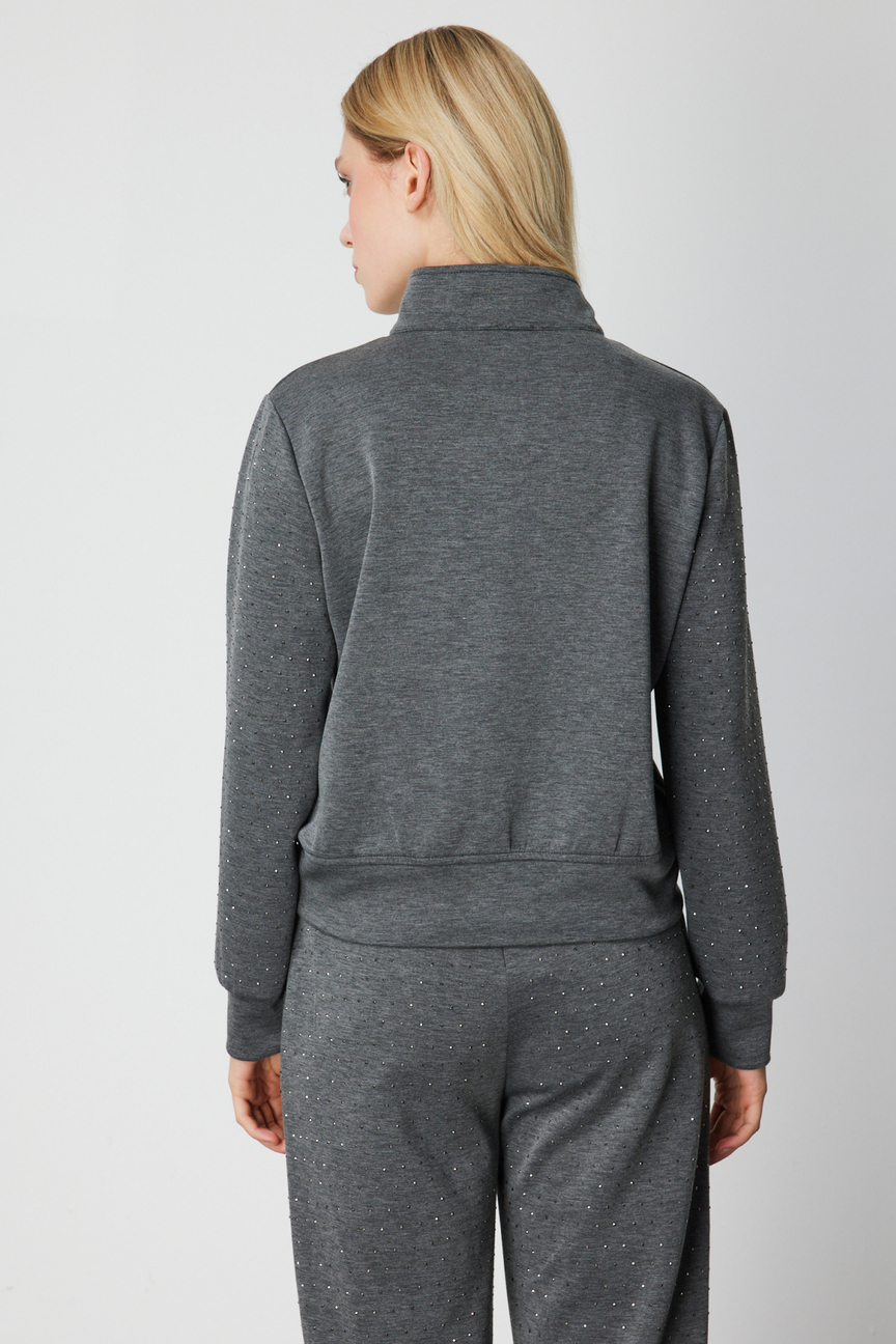 Yakası Taşlı Fermuarlı Eşofman Üst ANTRASİT