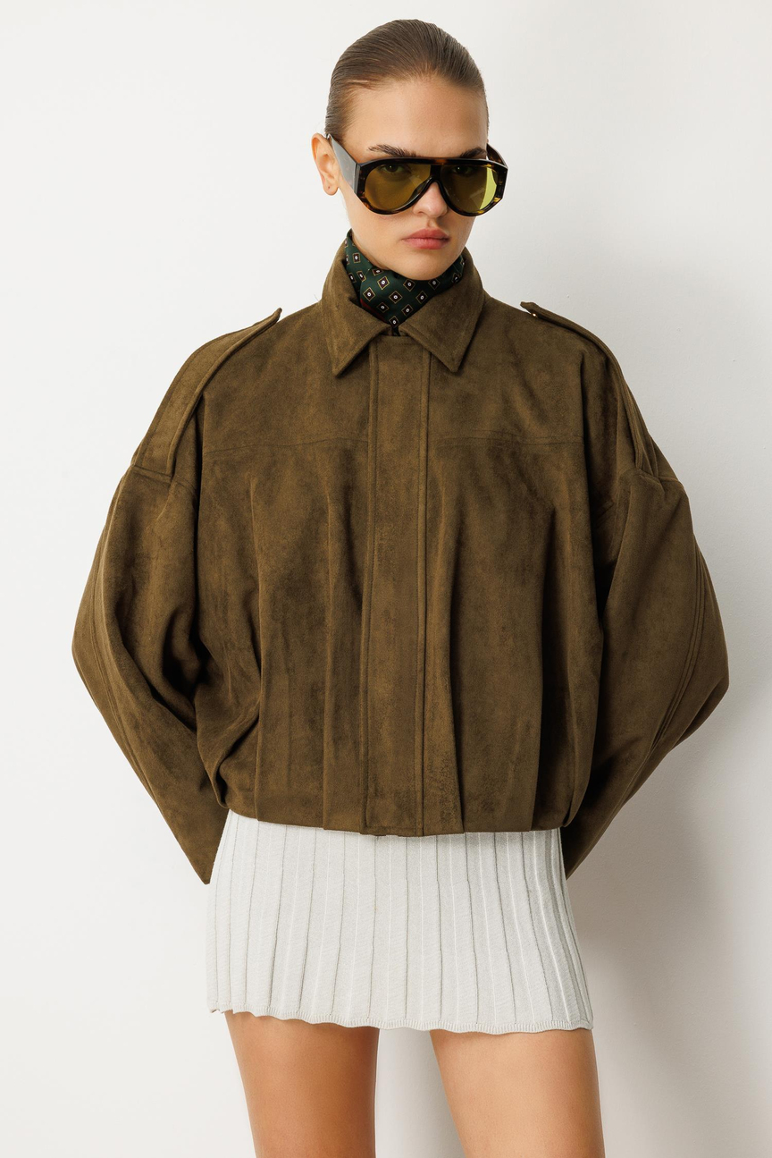 Batwing Sleeve Bomber Jacket KHAKI