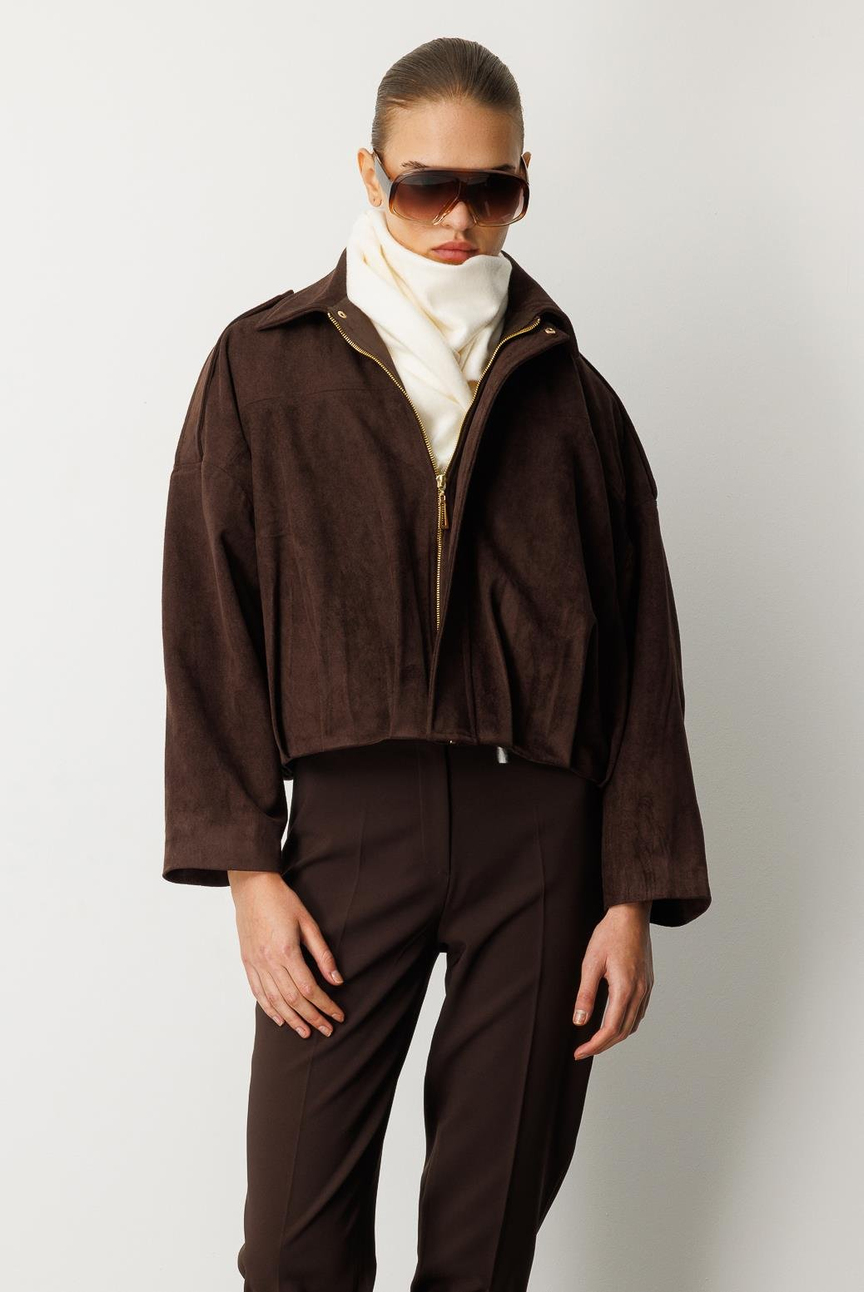 Batwing Sleeve Bomber Jacket BROWN