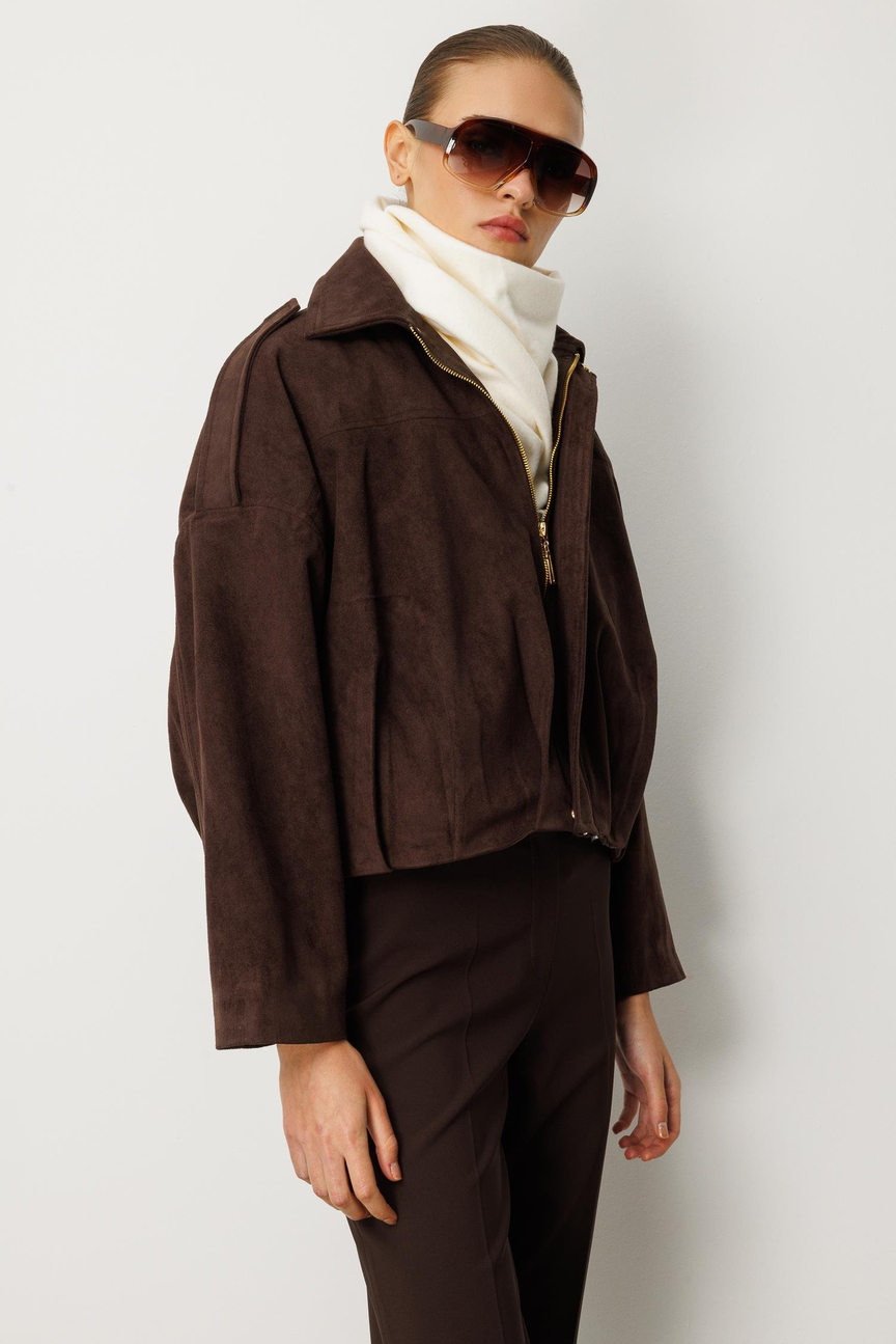 Batwing Sleeve Bomber Jacket BROWN