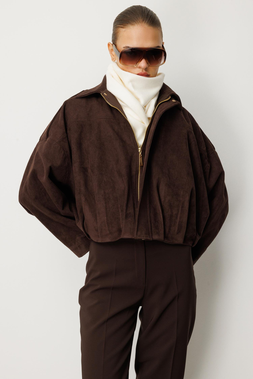 Batwing Sleeve Bomber Jacket BROWN