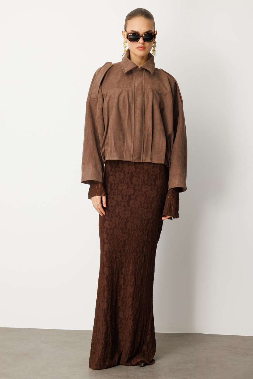 Batwing Sleeve Bomber Jacket MINK