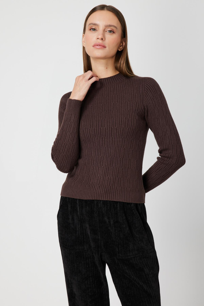 Half Fishermans Tight Sweater COFFEE