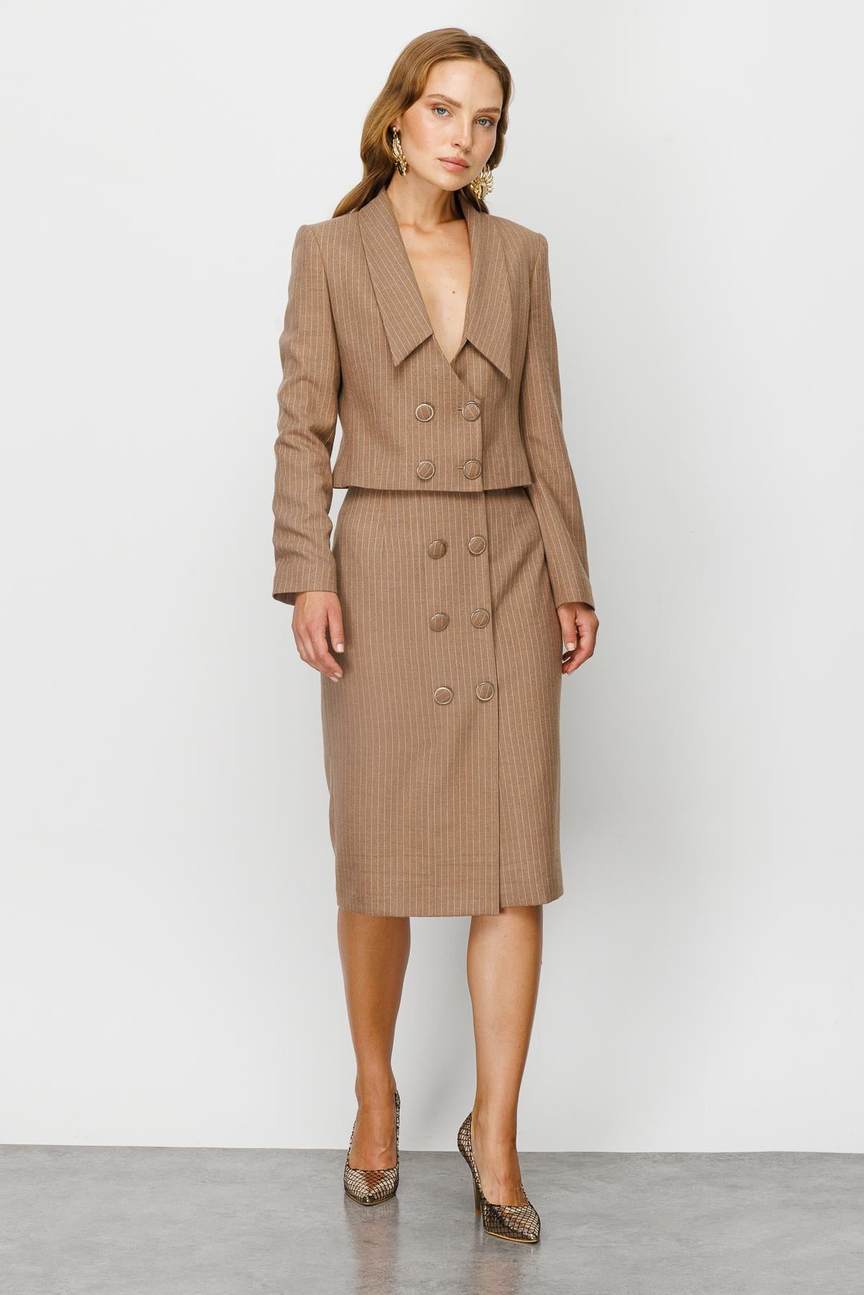 High Waist Back Slit Cube Skirt MINK