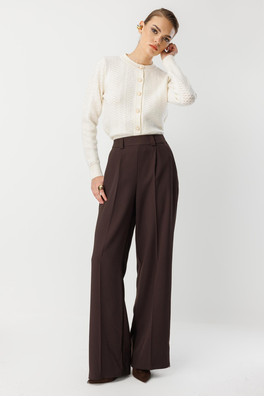 Palazzo Trousers with Iron Marks - BROWN