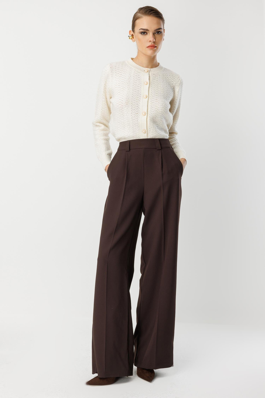 Palazzo Trousers with Iron Marks - BROWN