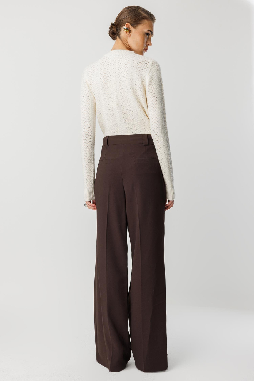 Palazzo Trousers with Iron Marks - BROWN