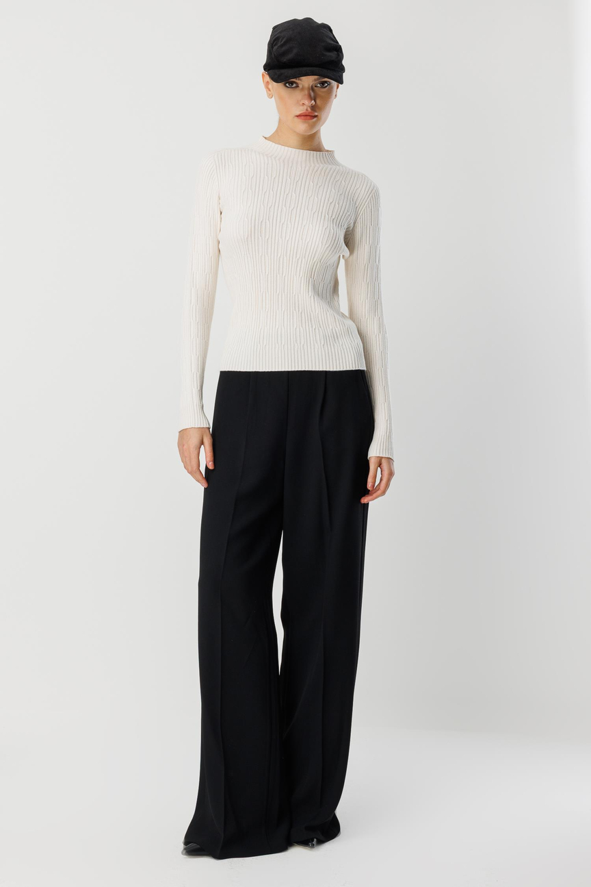 Palazzo Trousers with Iron Traces, BLACK