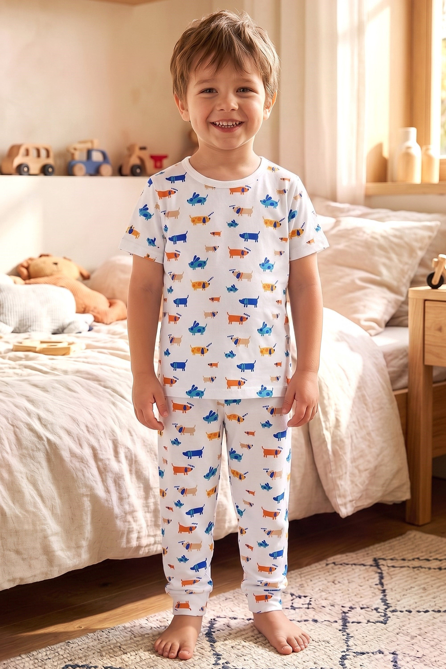 Öts Erkek Çocuk Pijama Takım - Kısa Kol, Uzun Alt - Araba Desenli   - 374002
