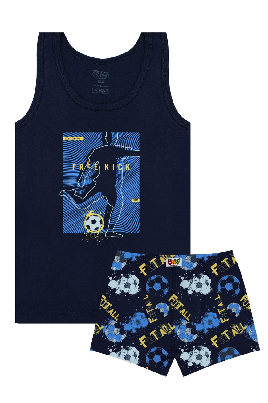 Öts Erkek Çocuk Atlet Boxer Likralı Lacivert Freekick (%96 Pamuk - %4 Elastan)