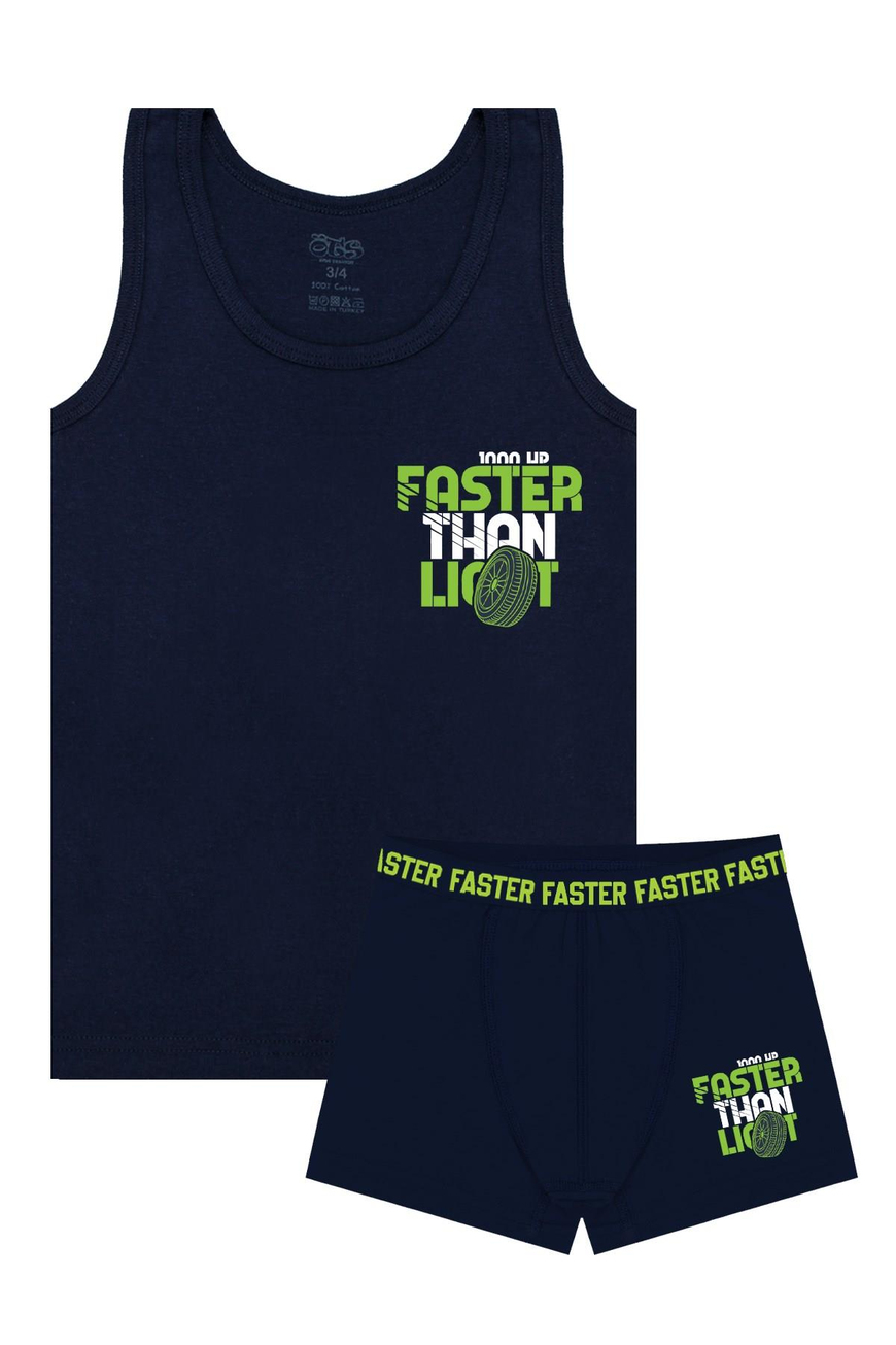 Öts Erkek Çocuk Atlet Boxer Likralı Lacivert Faster (%96 Pamuk - %4 Elastan)
