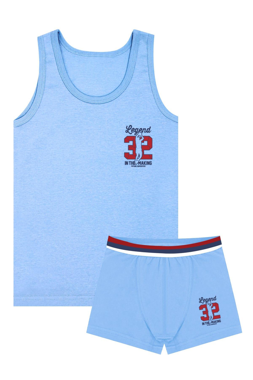 Öts Erkek Çocuk Atlet Boxer Likralı Mavi Legend (%96 Pamuk - %4 Elastan)