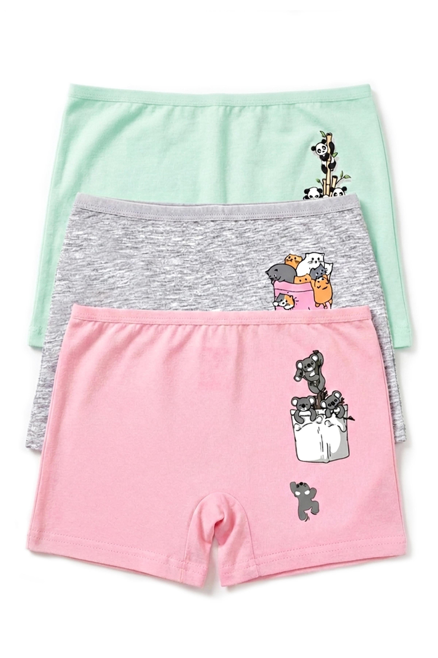 Öts Kız Çocuk Boxer 3'lü Baskılı (%96 Pamuk - %4 Elastan)