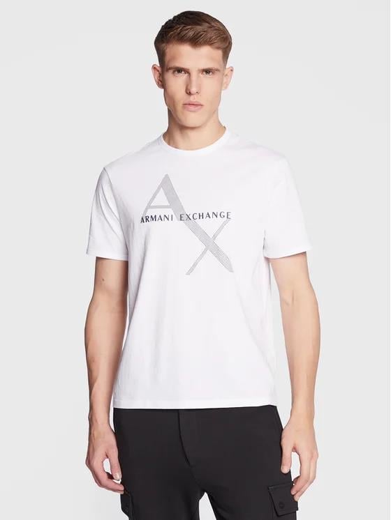 ARMANI EXCHANGE Armani Exchange Erkek Kısa Kollu Bisiklet Yaka AX Yaz ve Gölge Desenli Beyaz T-Shirt 8NZT76 Z8H4Z-1100
