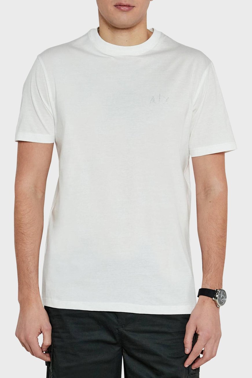 ARMANI EXCHANGE Armani Exchange Erkek Normal Kalıp Yuvarlak Yakalı AX Logolu Pamuklu Kısa Kollu Beyaz T-Shirt XM000327 AF10364-U0009