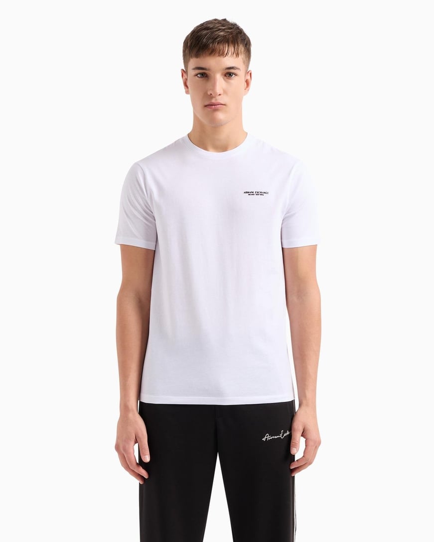 ARMANI EXCHANGE Armani Exchange Erkek Kısa Kol AX Yazı Desen Pamuklu Bisiklet Yaka Beyaz T-Shirt 8NZT91 Z8H4Z-1100