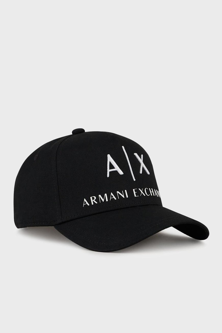 ARMANI EXCHANGE Armani Exchange Erkek Pamuklu Nefes Alabilir Kumaş AX Logolu Ayarlanabilir Siyah-Beyaz Spor Şapka 954039 CC513-00121