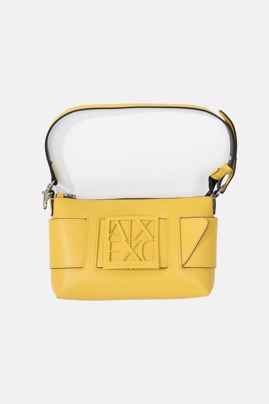 ARMANI EXCHANGE Armani Exchange Kadın Deri AX Yazı Desenli İç Bölmeli Kısa Ve Uzun Askılı Sarı Omuz Çantası 942907 0A874-U2159