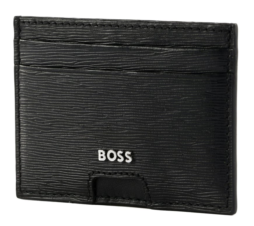 BOSS  BOSS Erkek %100 Deri Metalik Logo Kabartmalı Dikş Detaylı Siyah Kartlık 50548831-001