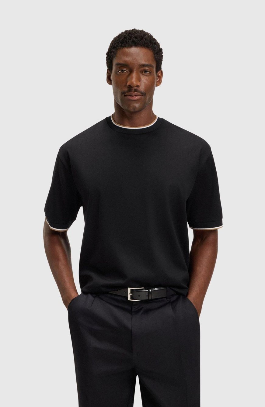 BOSS  BOSS Erkek %100 Pamuk Rahat Kalıp Yuvarlak Yakalı Kısa Kollu Siyah T-Shirt 50548012-001