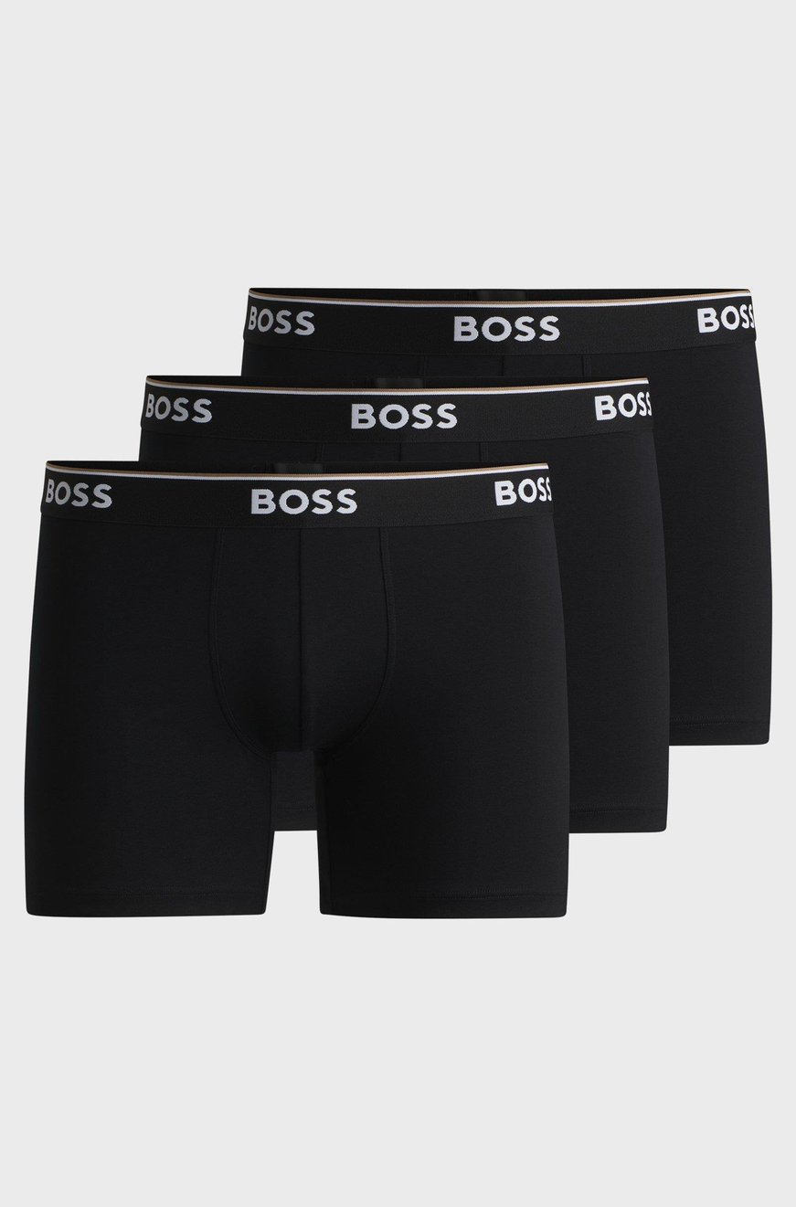 BOSS BOSS Erkek Bel Boss Yazı Detay Dar Kısa Pamuklu Siyah Boxer 50475282-001