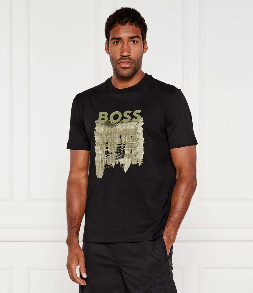 BOSS BOSS Erkek Boss Yazı Detay Bisiklet Yaka Kısa Kol Pamuklu Siyah T-Shirt 50543916-001