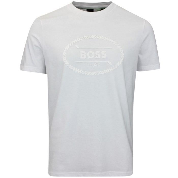 BOSS BOSS Erkek BOSS Yazılı Kısa Kollu Bisiklet Yaka Beyaz T-Shirt 50537825-100