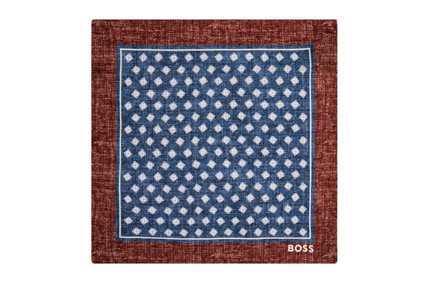 BOSS BOSS Erkek Desenli ve Marka Logo Baskılı Lacivert Mendil 50546029-404