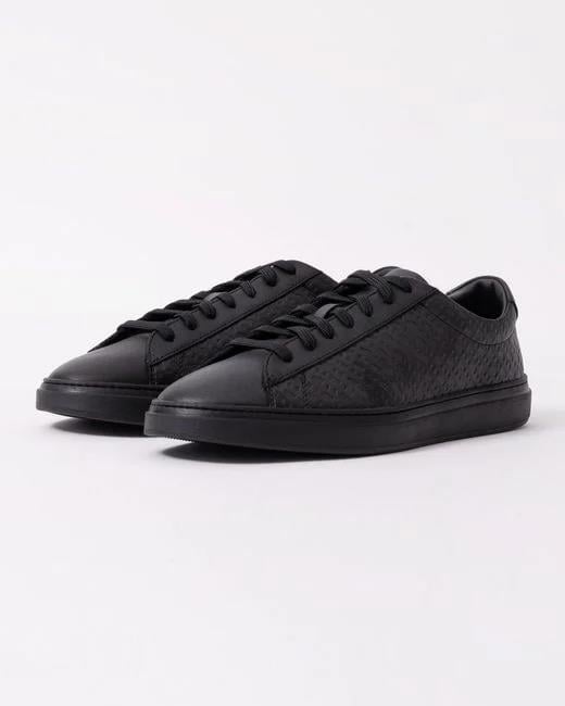 BOSS BOSS Erkek Düz Rahat Taban Monogram Logolu Deri Siyah Sneaker 50536507-005