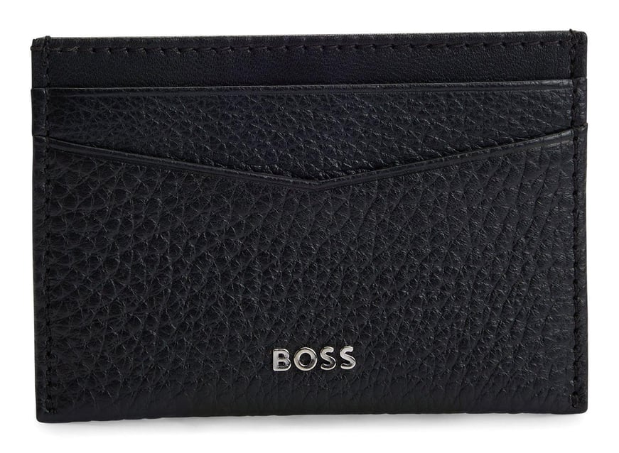 BOSS BOSS Erkek Logo Kabartmalı 4 Kart Bölmeli Deri Siyah Kartlık 50529515-001