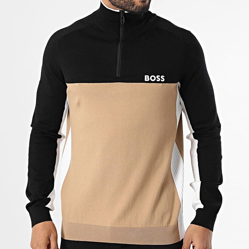 BOSS BOSS Erkek Marka Logo Detaylı Regular Fit Uzun Kollu Siyah Kazak 50528740-001