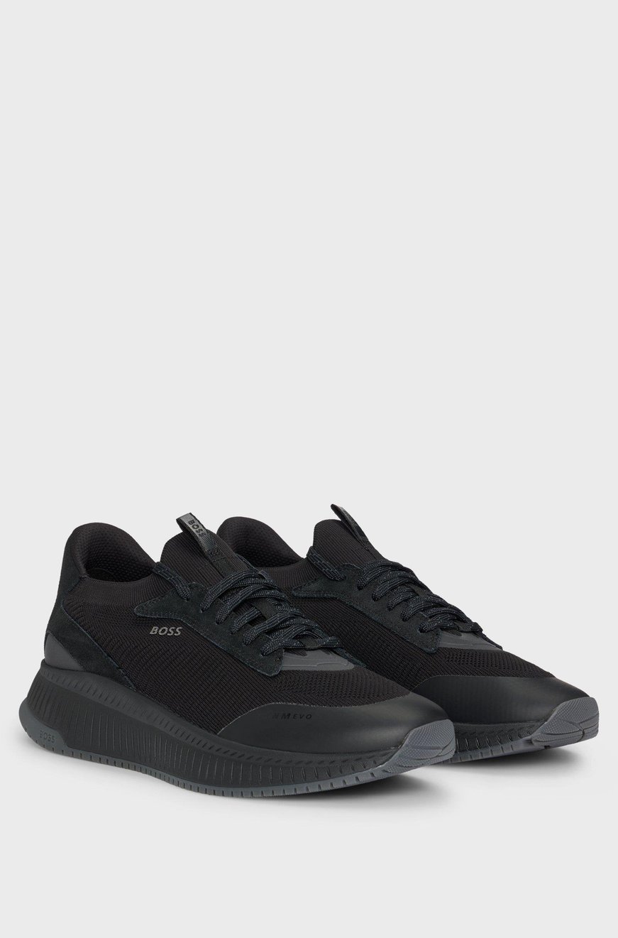 BOSS BOSS Erkek Marka Logolu Bağcıklı Kaydırmaz Tabanlı Günlük Siyah Sneaker 50523113-002