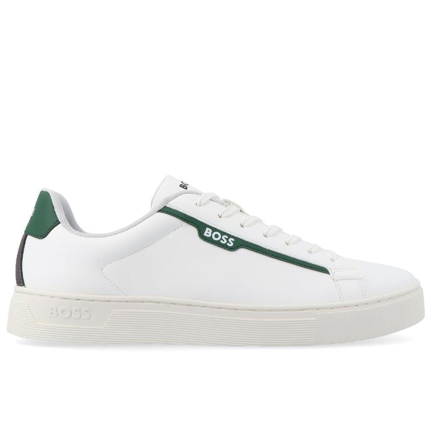 BOSS BOSS Erkek Marka Logolu Bağcıklı Kaydırmaz Tabanlı Günlük Yeşil - Beyaz Sneaker 50502869-130