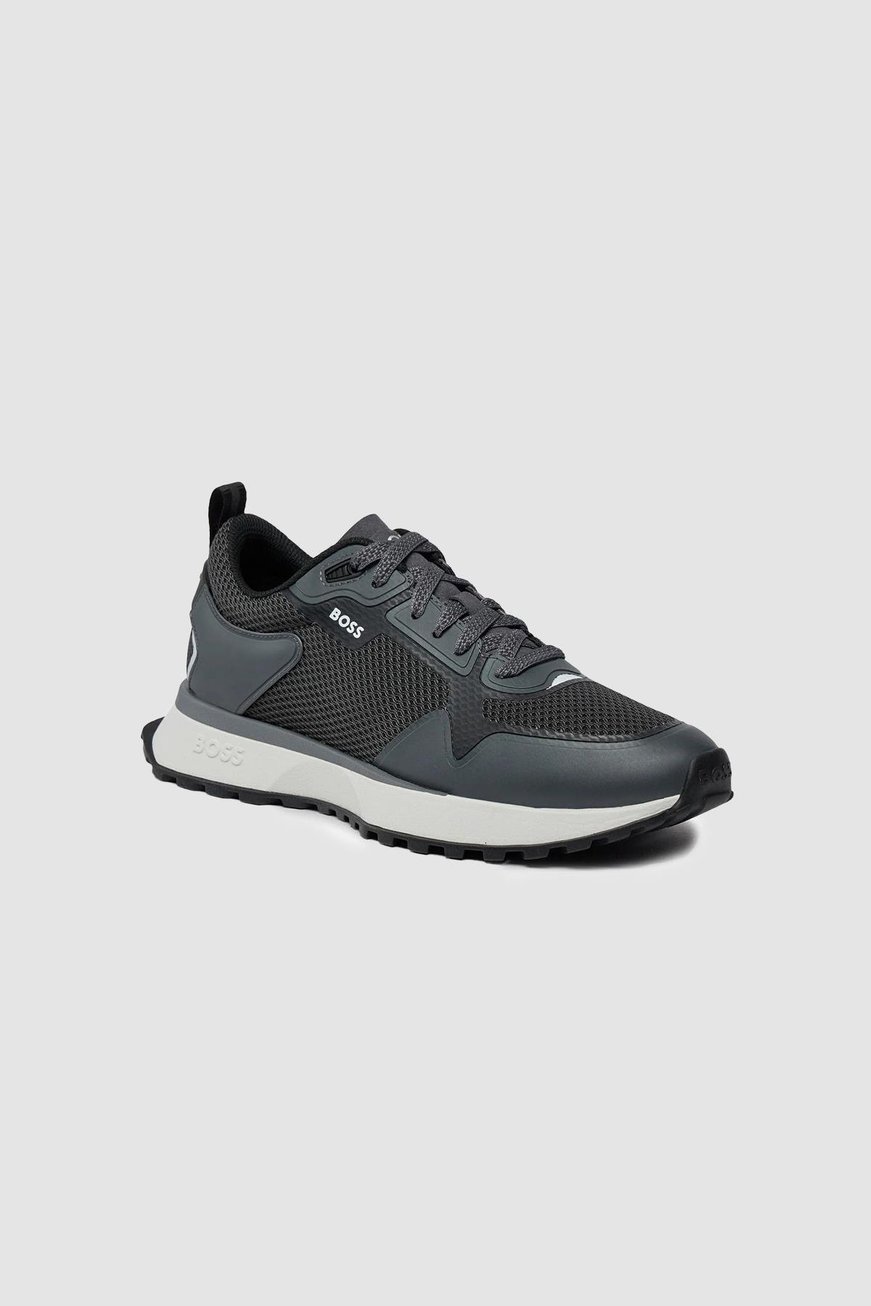 BOSS BOSS Erkek Marka Logolu Bağcıklı Kaydırmaz Tabanlı Günlük Antrasit Sneaker 50513195-060