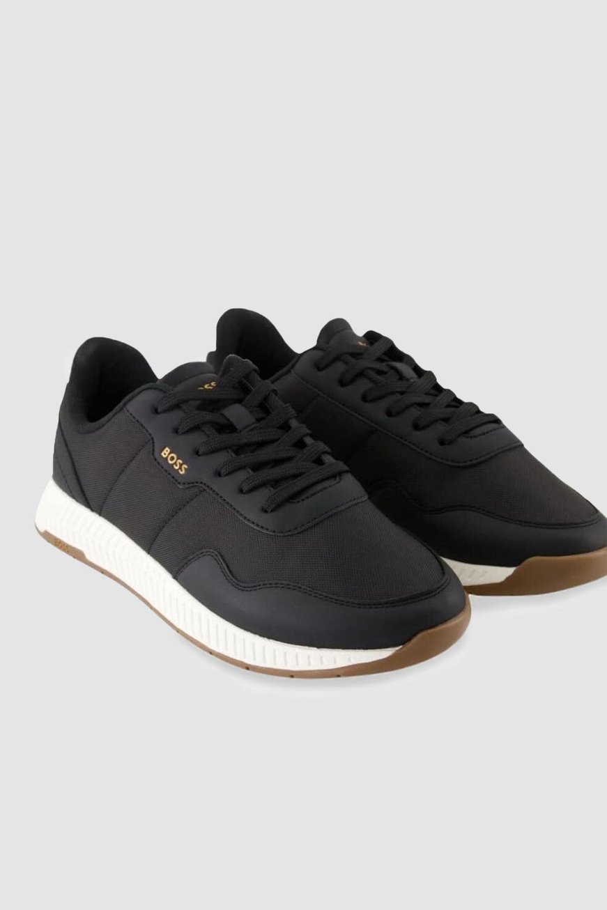 BOSS BOSS Erkek Marka Logolu Rahat Taban Bağıcıklı Siyah Sneaker 50523180-001