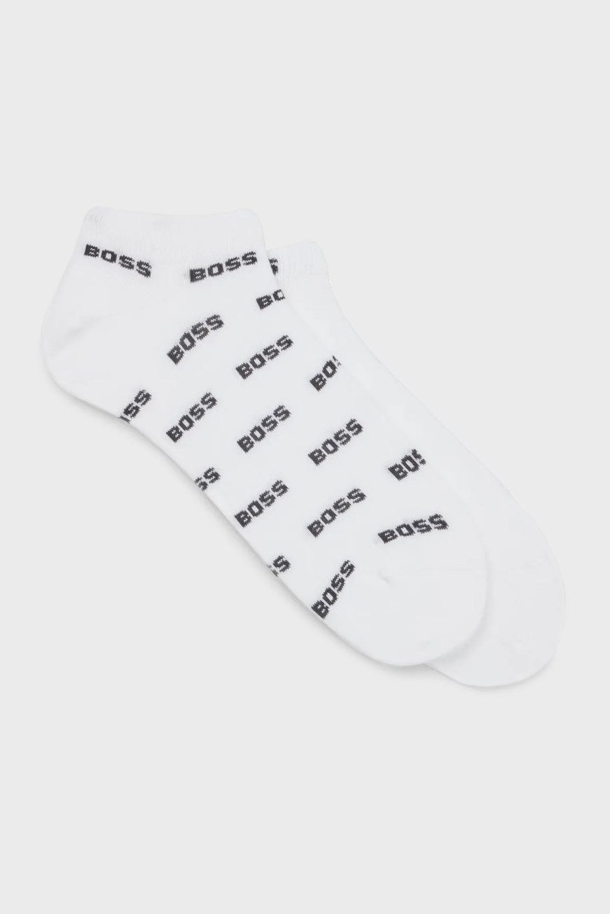 BOSS BOSS Erkek Pamuklu Esnek Kumaş Logolu Kısa Beyaz Çorap 50511423-100