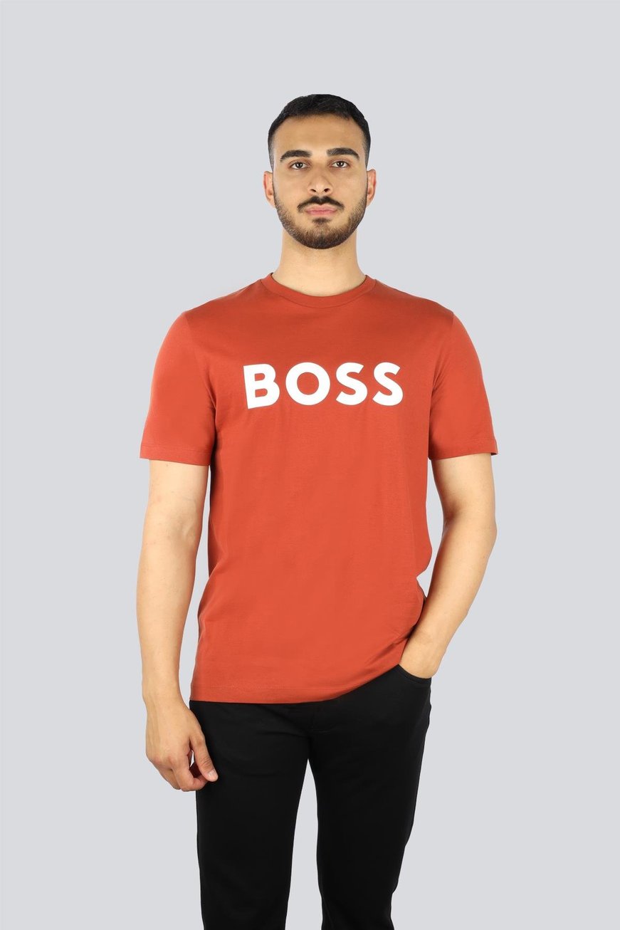 BOSS BOSS Erkek regular fit Kısa Kollu Düz Bisiklet Yaka Turuncu1 T-Shirt 50495742-806
