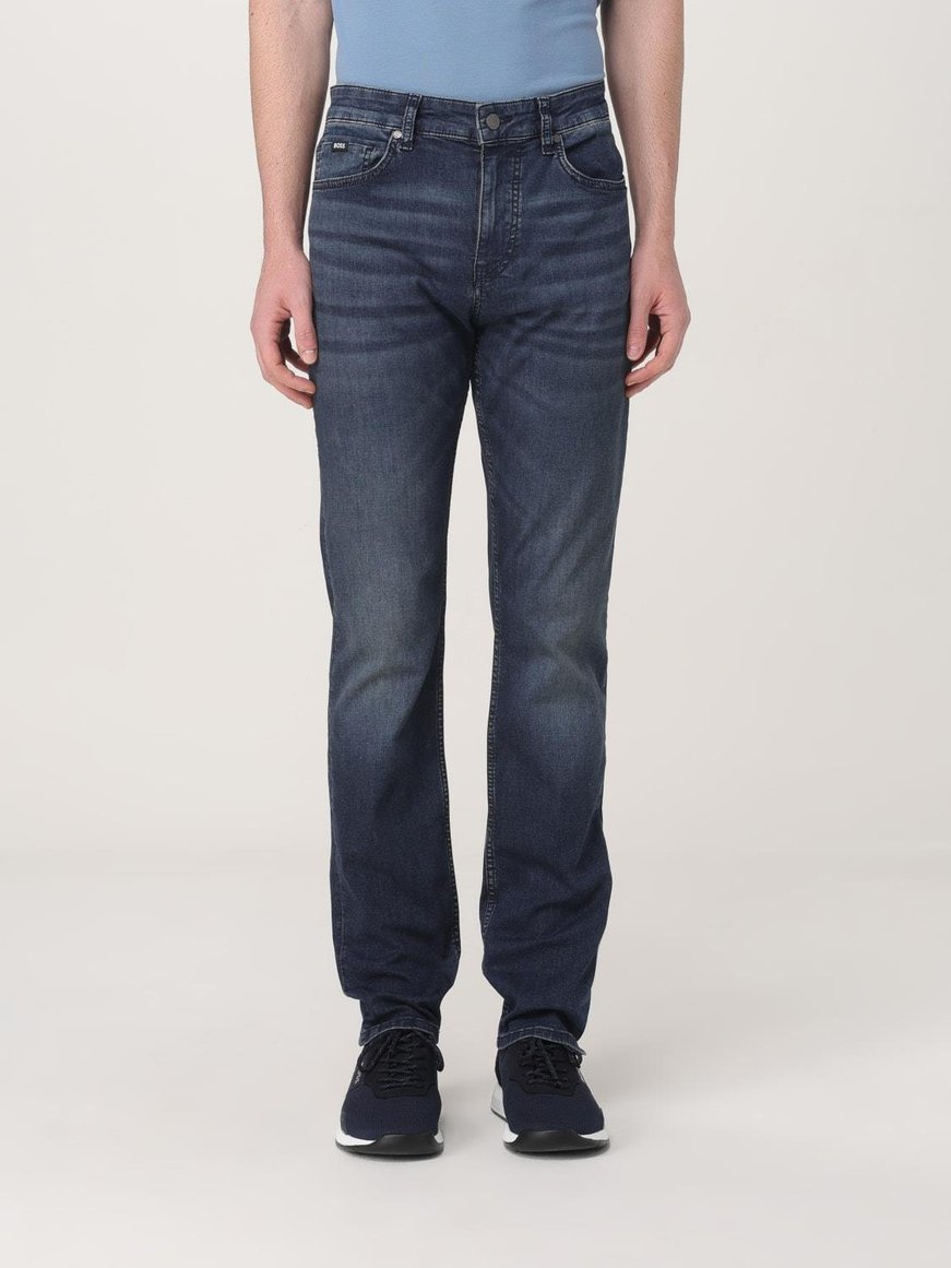 BOSS BOSS Erkek Regular Fit Normal Bel Düz Paça Pamuklu Denim Lacivert Jeans 50538543-406