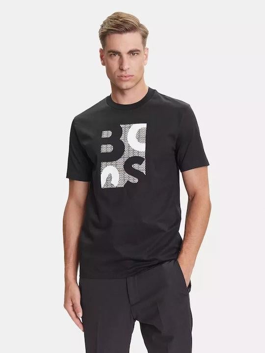 BOSS  BOSS Erkek Regular Fit Yuvarlak Yakalı Logo Baskılı Pamuklu Kısa Kollu Siyah T-Shirt 50543901-001