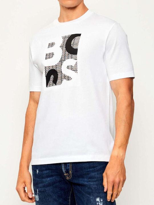 BOSS  BOSS Erkek Regular Fit Yuvarlak Yakalı Logo Baskılı Pamuklu Kısa Kollu Beyaz T-Shirt 50543901-100