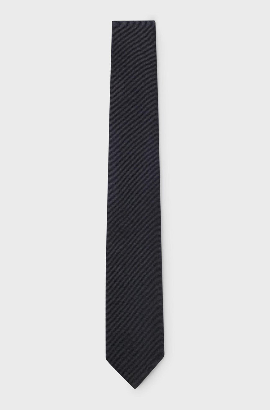 BOSS BOSS Erkek Saf İpek İçerikli Jakarlı Dokuma Kumaş Lacivert Kravat 50480283-401