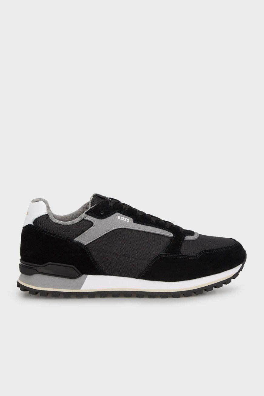 BOSS BOSS Erkek Süet Kumaş Rahat Taban Marka Logolu Bağcıklı Siyah Sneaker 50523221-010