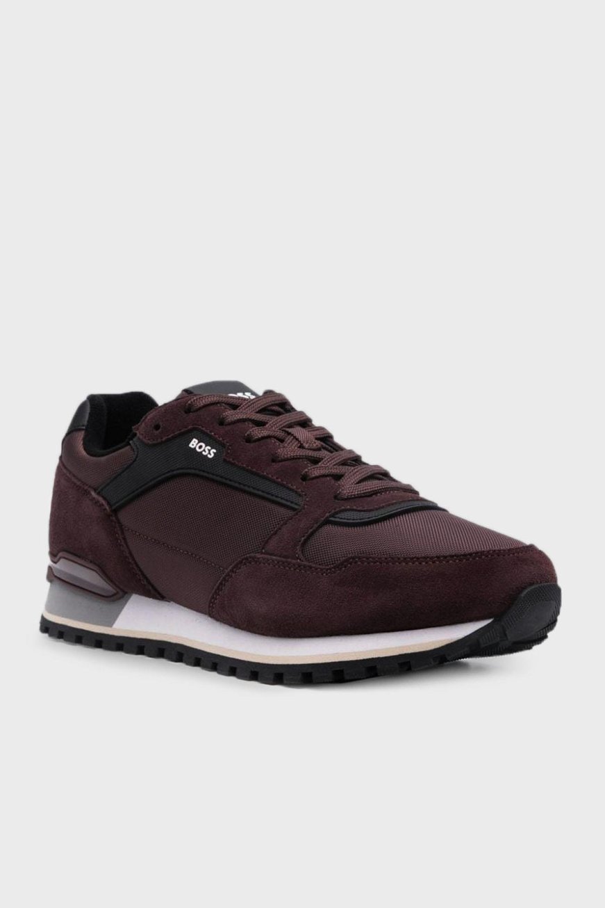 BOSS BOSS Erkek Süet Kumaş Rahat Taban Marka Logolu Bağcıklı Kahverengi Sneaker 50523221-601