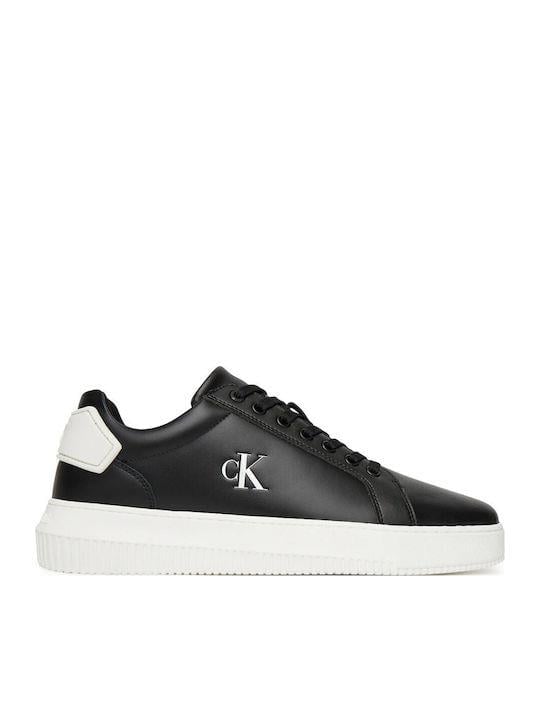 Calvin Klein Calvin Klein Erkek %100 Deri Yuvarlak Sert Burunlu CK Logolu Siyah Sneaker YM0YM01296-0GM
