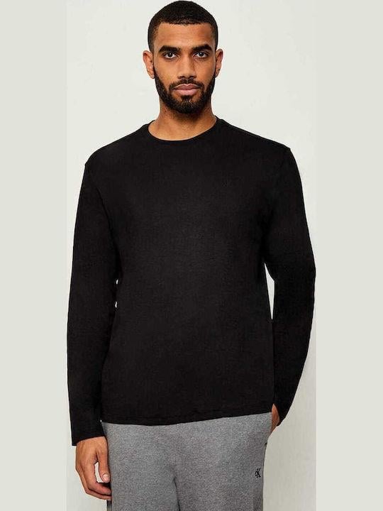 Calvin Klein Calvin Klein Erkek %100 Pamuklu Yuvarlak Yakalı Bol Kesim Uzun Kollu Siyah T-Shirt LV04LD227G-UB1