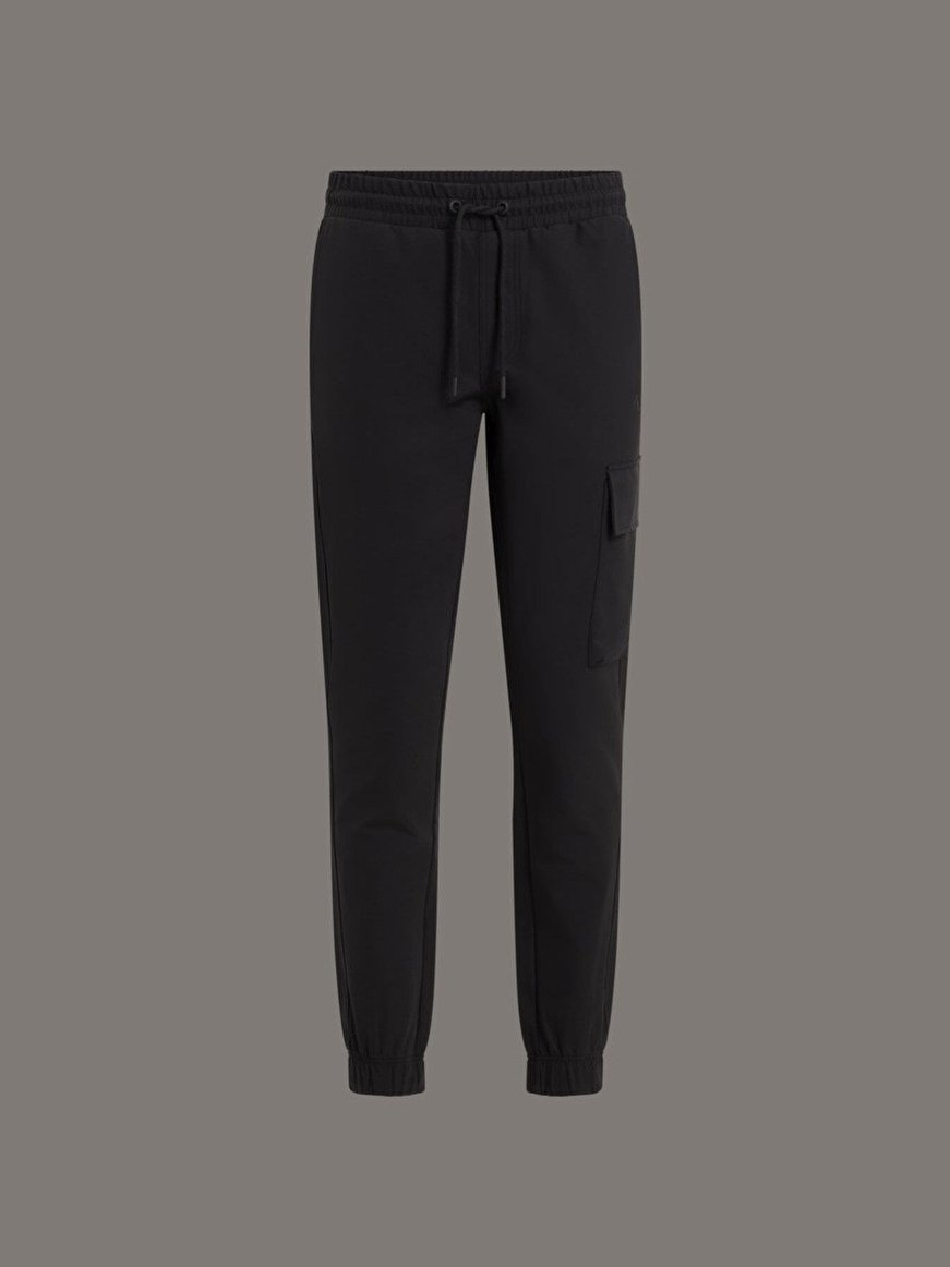 CALVIN KLEIN Calvin Kleın Erkek Beli Lastikli Regular Fit Cep Detaylı Kargo Siyah Eşofman Altı J30J326765-BEH