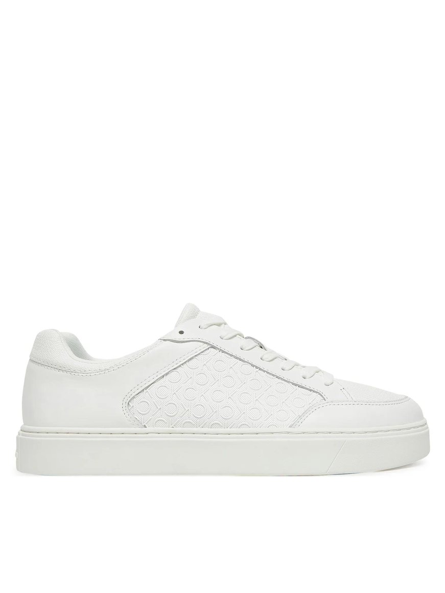 Calvin Klein Calvin Klein Erkek CK Monogram Logolu Düz Rahat Taban Düşük Bilekli Beyaz Sneaker HM0HM01899-0K4