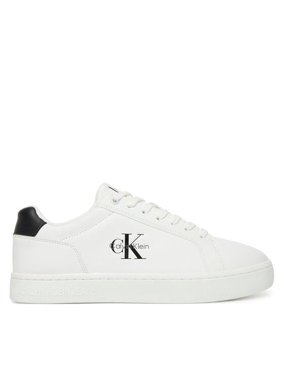 Calvin Klein Calvin Klein Erkek Deri Bağlamalı Düz Taban Yuvarlak Burun Ck Desenli Beyaz Sneaker YM0YM01369-01W