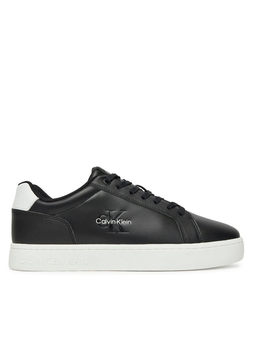Calvin Klein Calvin Klein Erkek Deri Bağlamalı Düz Taban Yuvarlak Burun Ck Desenli Siyah Sneaker YM0YM01369-0GM
